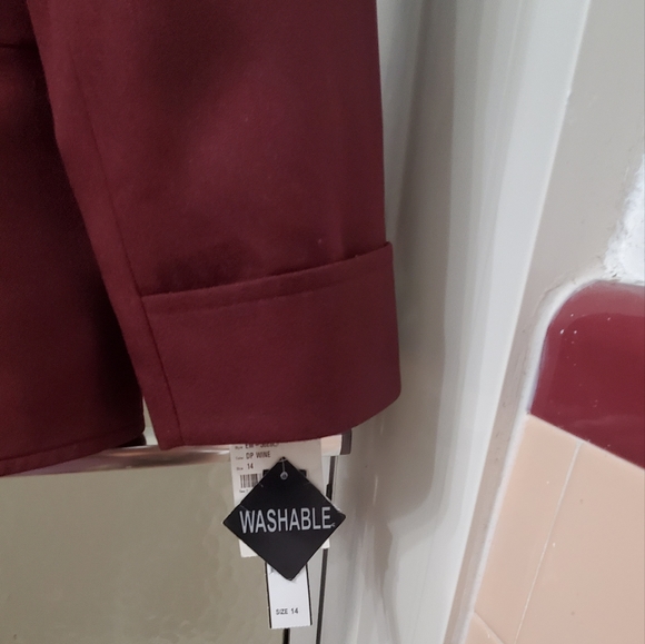 NWT Emily 2 Piece Pant Suit; Sz 14; Wine Color; Lined; $70 - Picture 14 of 16